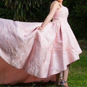 Low high prom dress with pockets